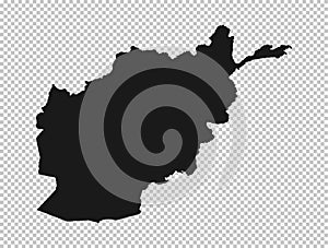Afghanistan Map - Vector Solid Contour and State Regions on Transparent Background
