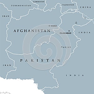 Afghanistan and Pakistan political map