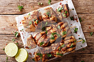 Afghanistan`s barbecue: grilled chicken skewers Kebab e Murgh cl photo