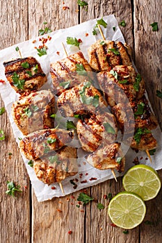 Afghanistan`s barbecue: grilled chicken skewers Kebab e Murgh cl photo