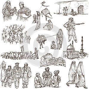 Afghanistan: Travel around the World. An hand drawn illustration