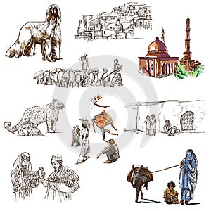 Afghanistan: Travel around the World. An hand drawn illustration