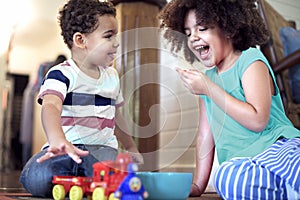 Afican Kids Play Togetherness Cheerful Concept