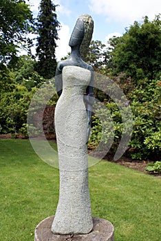 Afircan woman statue at Herstmonceux Castle garden in East Sussex, England, Europe