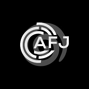 AFJ letter logo design on black background. AFJ creative initials letter logo concept. AFJ letter design