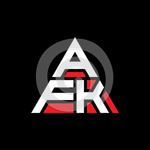AFK triangle letter logo design with triangle shape. AFK triangle logo design monogram. AFK triangle vector logo template with red