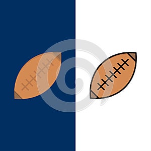 Afl, Australia, Football, Rugby, Rugby Ball, Sport, Sydney  Icons. Flat and Line Filled Icon Set Vector Blue Background