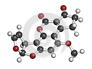 Aflatoxin B1 mold carcinogenic molecule. 3D rendering.