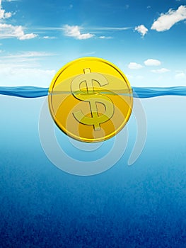 Afloat dollar coin