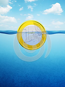 Afloat euro coin