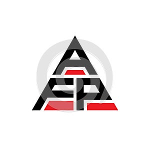 AFP triangle letter logo design with triangle shape. AFP triangle logo design monogram. AFP triangle vector logo template with red photo