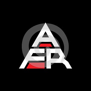 AFR triangle letter logo design with triangle shape. AFR triangle logo design monogram. AFR triangle vector logo template with red photo