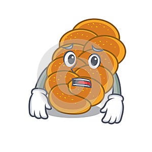 Afraid challah mascot cartoon style
