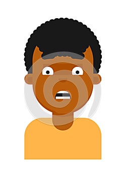 Afraid facial expression of black boy avatar