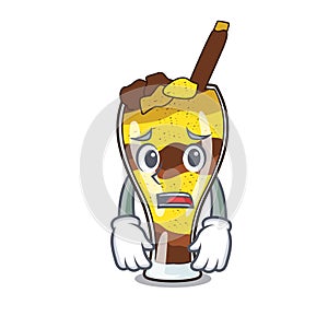 Afraid mangonada fruit mascot cartoon