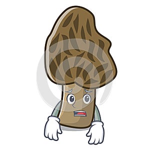 Afraid morel mushroom mascot cartoon