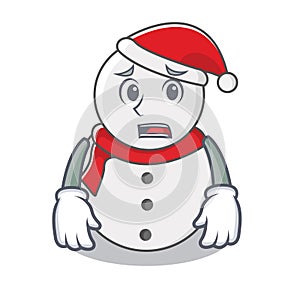 Afraid snowman character cartoon style