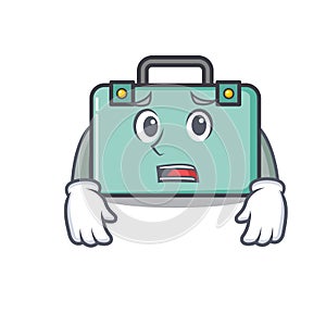 Afraid suitcase mascot cartoon style