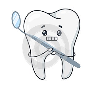 Afraid tooth, frightened of treatment and dentist