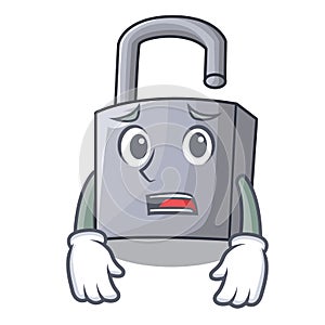 Afraid unlocking padlock on the cartoon gate