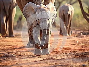Ai Generated illustration Wildlife Concept of Afrfican Elephant Calf