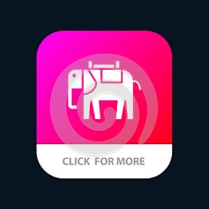 Africa, Animal, Elephant, Indian Mobile App Button. Android and IOS Glyph Version