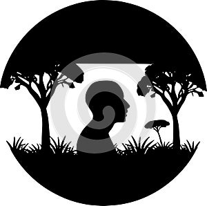 Africa - black and white isolated icon - vector illustration