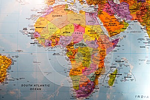 Africa continent on geopolitical world map