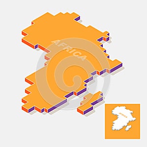 Africa continent map element with 3D isometric shape isolated on background