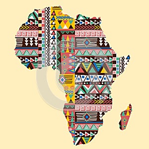 Africa continent map ornate with ethnic pattern