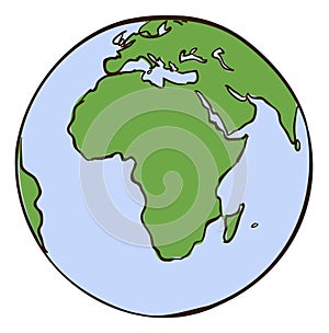 Africa continent on plamet Earth. Round map icon