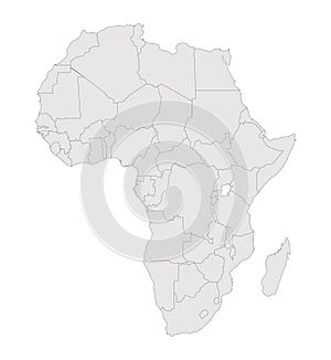 Africa. Contour map. Countries and islands. Vector