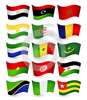 Africa country flying flags set part 1