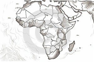 Africa day. Concept wallpaper map of the continent of Africa for the holiday. AI generated.