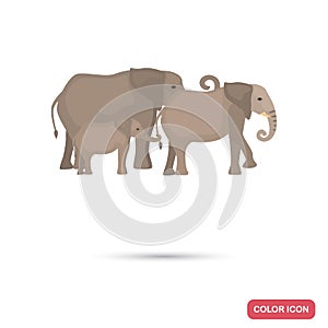 Africa elephants family color flat icon