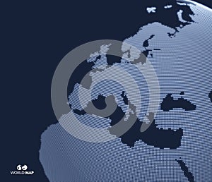 Africa and Europe. Vector map of the world. Global business marketing concept. Dotted style. Design for education, science, web