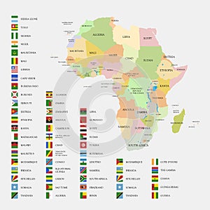 Africa flags and map