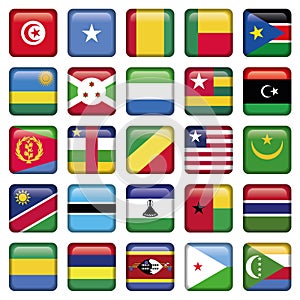 Africa Flags Square Buttons