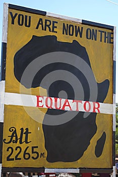 AFRICA, KENYA, AUGUST 3,  2010: Equator  sign. You are now on the equator