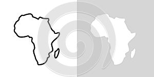 Africa line map vector icon. African outline continent art flat coutour isolated african shape map