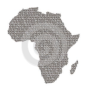 Africa map abstract schematic from black ones and zeros binary d