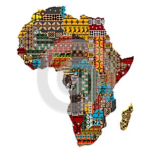 Africa map with countries made of ethnic textures