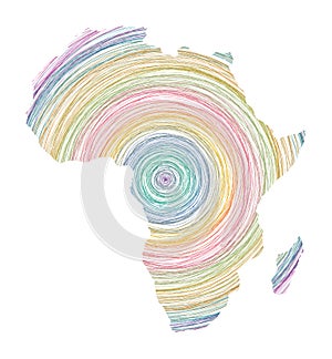 Africa map filled with concentric circles.
