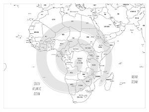 Africa map - hand-drawn cartoon style
