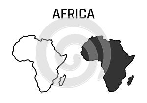 africa map icon, outline and silhouette of the african continent