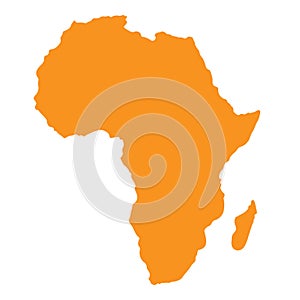 Africa map icon on white background. Africa map silhouette sign, flat style