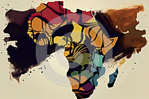 Africa map illustration with African colors, black history month