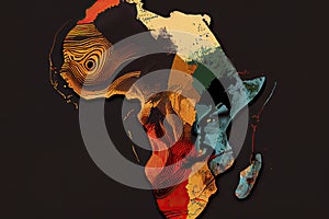 Africa map illustration with African colors, black history month