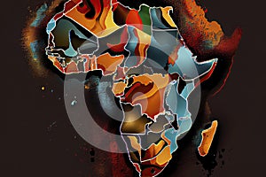 Africa map illustration with African colors, black history month