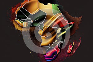 Africa map illustration with African colors, black history month